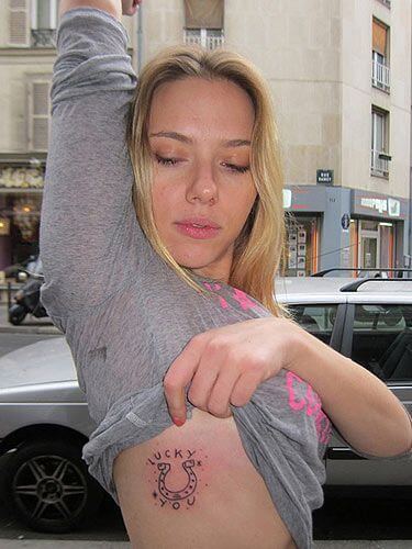 LUCKY YOU with a Horseshoe Tattoo Scarlett Johansson's Tattoos: Everything You Need To Know