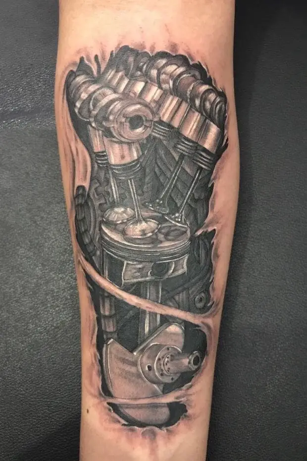 Mechanical Piston Tattoo 3 Piston Tattoo: Everything You Need To Know (30+ Cool Design Ideas)