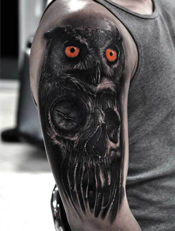 Owl Skull Tattoo 3 61 Awesome Skull Tattoo Designs for Men and Women in 2022