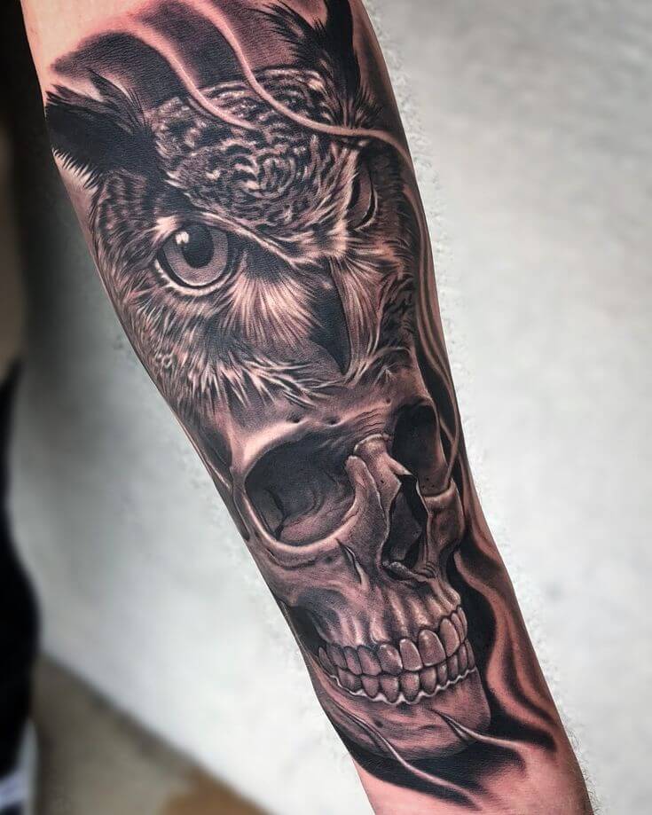 Owl Skull Tattoo 61 Awesome Skull Tattoo Designs for Men and Women in 2022