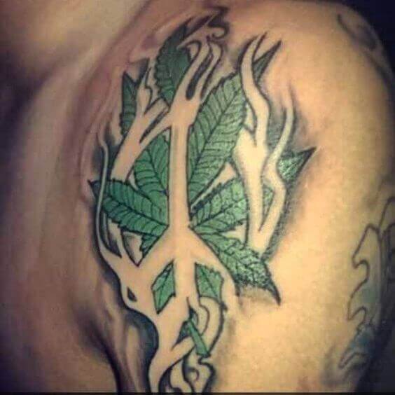 Peace Weed Tattoo 4 100+ Amazing Weed Tattoo Ideas That Will Get You High
