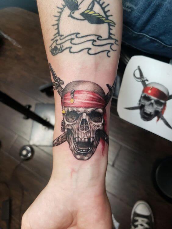Pirate Skull Tattoo 3 61 Awesome Skull Tattoo Designs for Men and Women in 2022