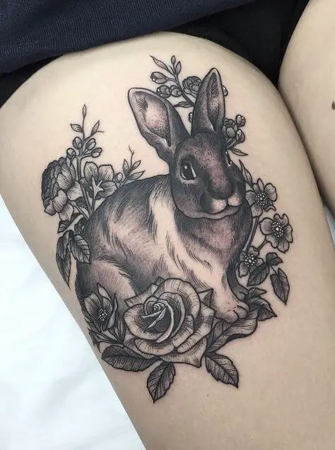 Rabbit Tattoo on Thigh Rabbit Tattoo: 50 Best Rabbit Tattoo Designs to Choose From (Men And Women)