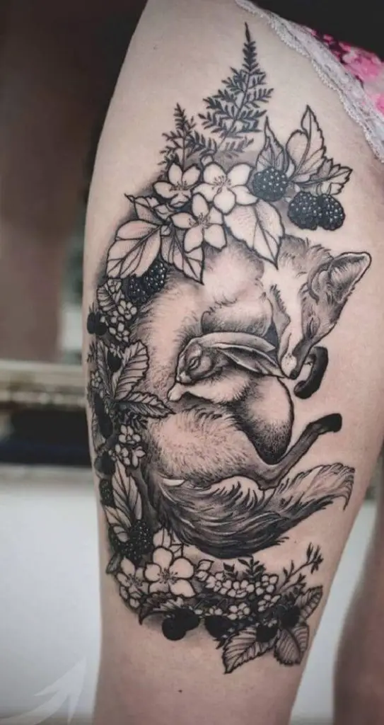 Rabbit With Flowers Tattoo 2 Rabbit Tattoo: 50 Best Rabbit Tattoo Designs to Choose From (Men And Women)