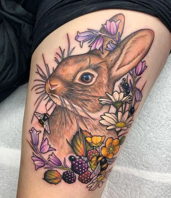 Rabbit With Flowers Tattoo Rabbit Tattoo: 50 Best Rabbit Tattoo Designs to Choose From (Men And Women)