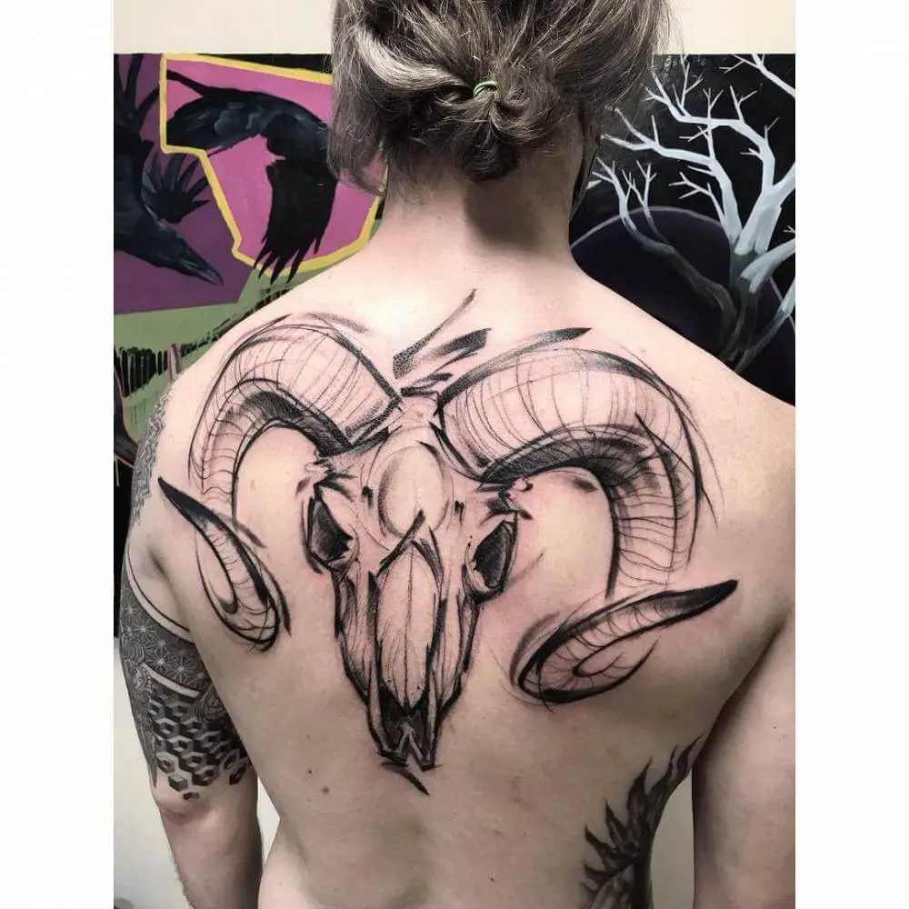 Ram Skull Tattoo 2 61 Awesome Skull Tattoo Designs for Men and Women in 2022