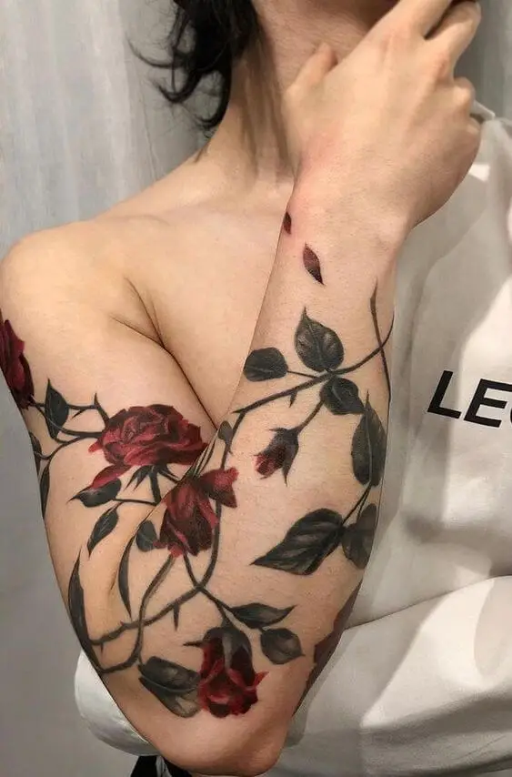 Rose Vine Tattoo Top 35 Gorgeous Rose Tattoo Design Ideas in 2022