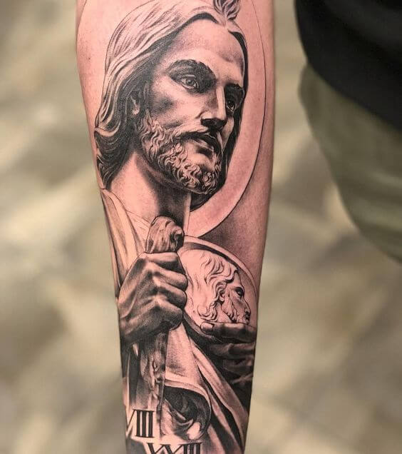 San Judas Tattoo on Arm 2 Top 12 Awesome San Judas Tattoo Ideas in 2022
