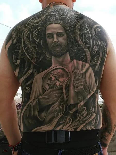 San Judas Tattoo on Back 2 Top 12 Awesome San Judas Tattoo Ideas in 2022