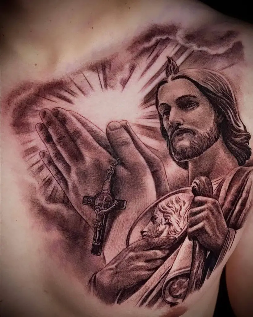 San Judas Tattoo on Chest 3 Top 12 Awesome San Judas Tattoo Ideas in 2022