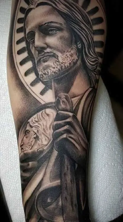 San Judas Tattoo on Forearm 2 Top 12 Awesome San Judas Tattoo Ideas in 2022