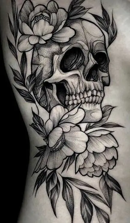 Skull Flower Tattoo 3 61 Awesome Skull Tattoo Designs for Men and Women in 2022
