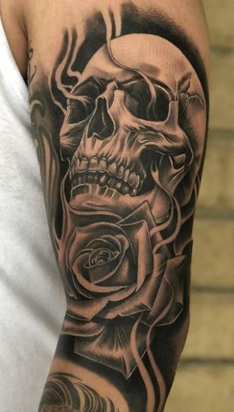 Skull Rose Tattoo 3 61 Awesome Skull Tattoo Designs for Men and Women in 2022
