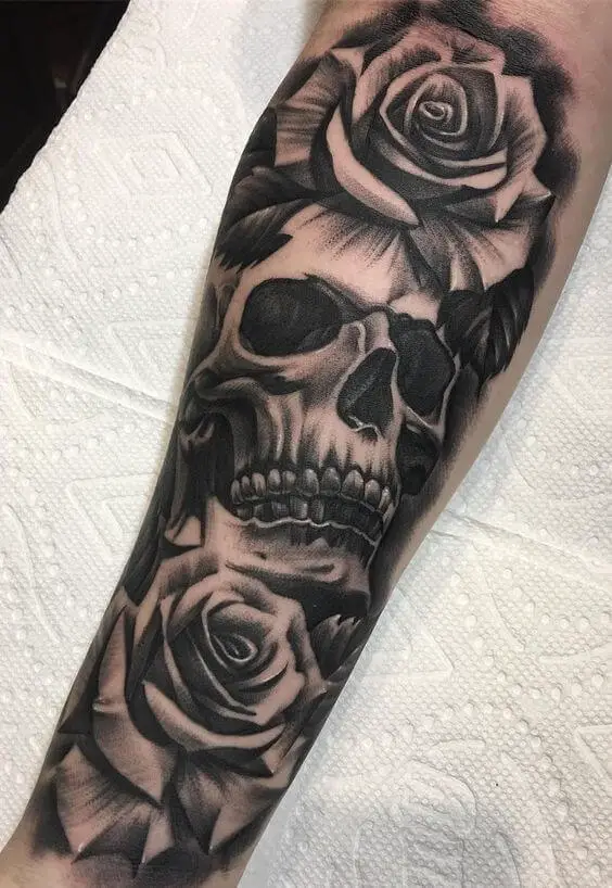 Skull Rose Tattoo 61 Awesome Skull Tattoo Designs for Men and Women in 2022