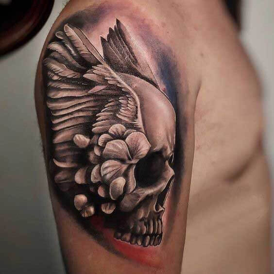 Skulls And Wings Tattoo 3 61 Awesome Skull Tattoo Designs for Men and Women in 2022