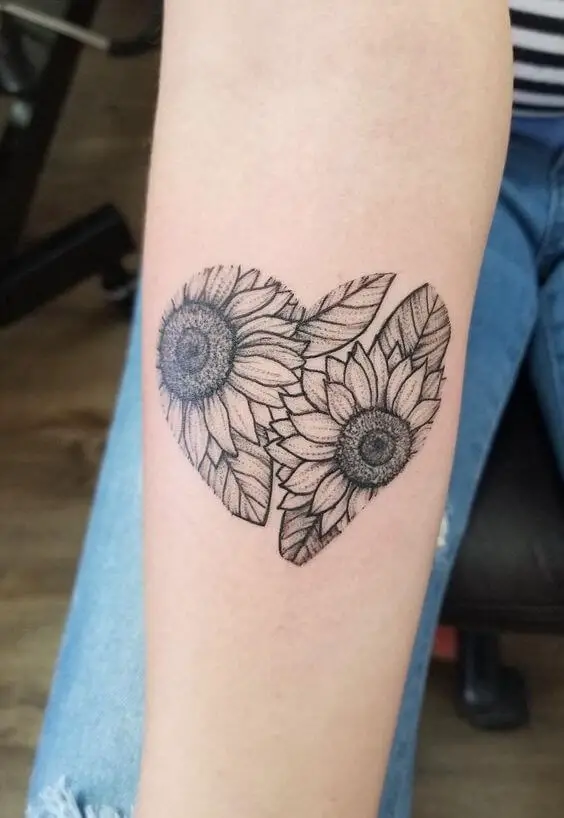 Sunflower Heart Tattoo 59+ Awesome Heart Tattoos With Meaningful Designs