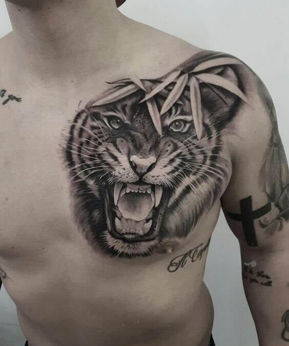 Tiger Chest Tattoo 2 36+ Tiger Tattoo Designs for Men and Women in 2022