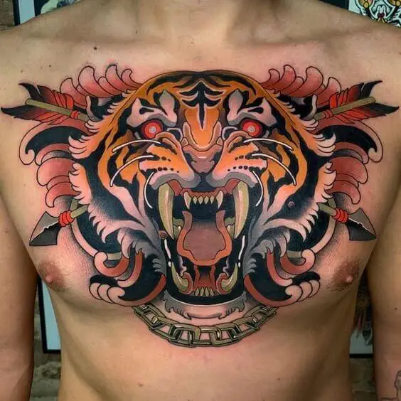 Tiger Chest Tattoo 3 36+ Tiger Tattoo Designs for Men and Women in 2022