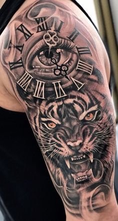 Tiger Clock Tattoo 3 36+ Tiger Tattoo Designs for Men and Women in 2022