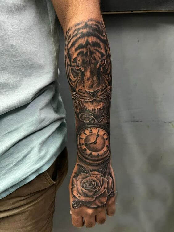 Tiger Clock Tattoo 4 36+ Tiger Tattoo Designs for Men and Women in 2022