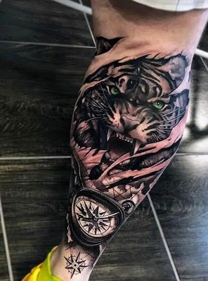 Tiger Compass Tattoo 2 36+ Tiger Tattoo Designs for Men and Women in 2022