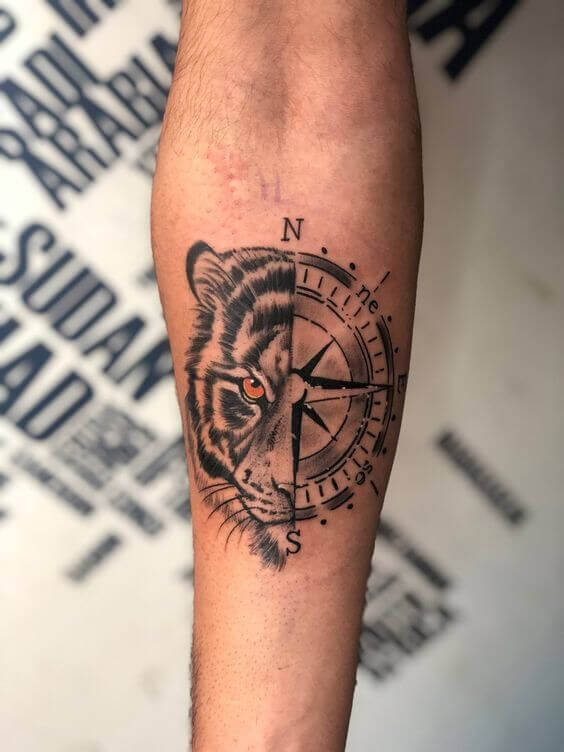 Tiger Compass Tattoo 4 36+ Tiger Tattoo Designs for Men and Women in 2022