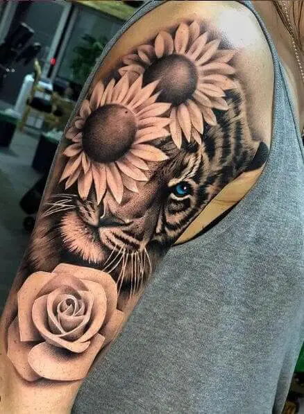 Tiger Flower Tattoo 2 36+ Tiger Tattoo Designs for Men and Women in 2022