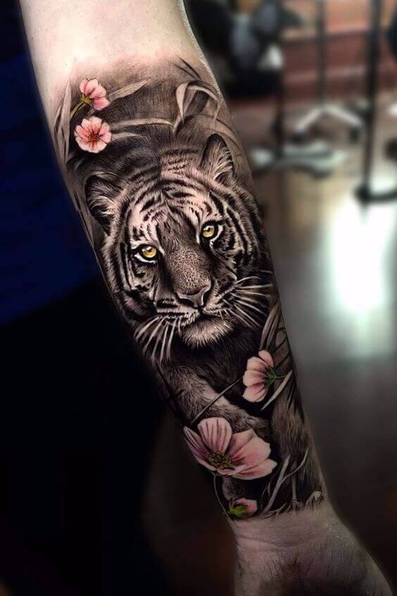 Tiger Flower Tattoo 3 36+ Tiger Tattoo Designs for Men and Women in 2022