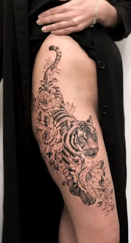 Tiger Flower Tattoo 4 36+ Tiger Tattoo Designs for Men and Women in 2022