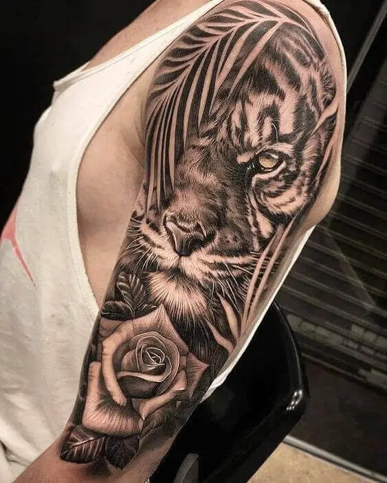 Tiger Rose Tattoo 4 36+ Tiger Tattoo Designs for Men and Women in 2022