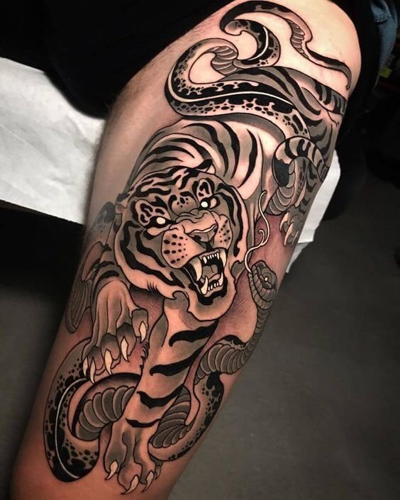 Tiger Snake Tattoo 3 36+ Tiger Tattoo Designs for Men and Women in 2022