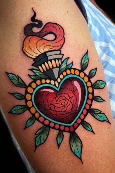 Traditional Sacred Heart Tattoo Traditional Tattoos (100+ Inspiration Tattoos)