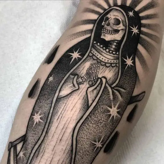 Traditional Santa Muerte Tattoo Traditional Tattoos (100+ Inspiration Tattoos)