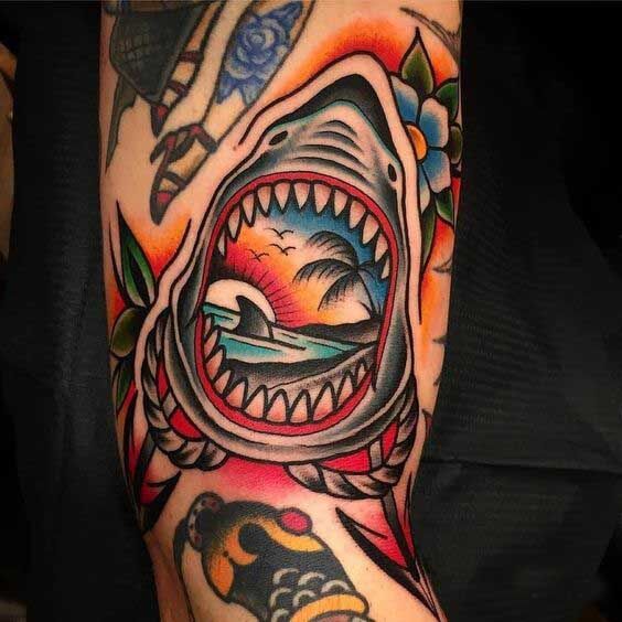 Traditional Shark Tattoo 2 Traditional Tattoos (100+ Inspiration Tattoos)