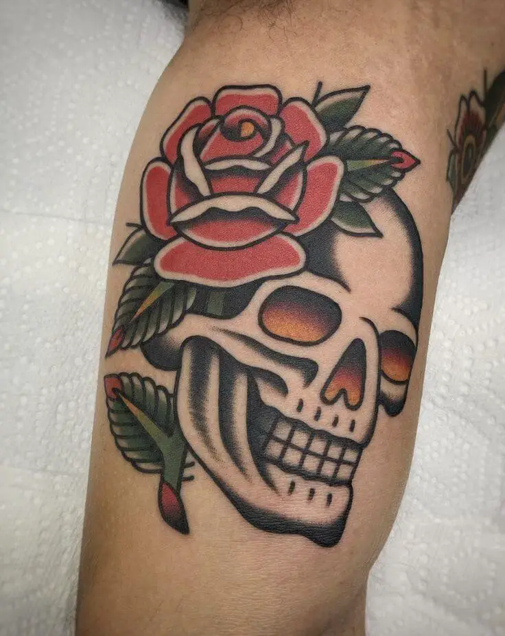 Traditional Skull Tattoo 3 1 61 Awesome Skull Tattoo Designs for Men and Women in 2022