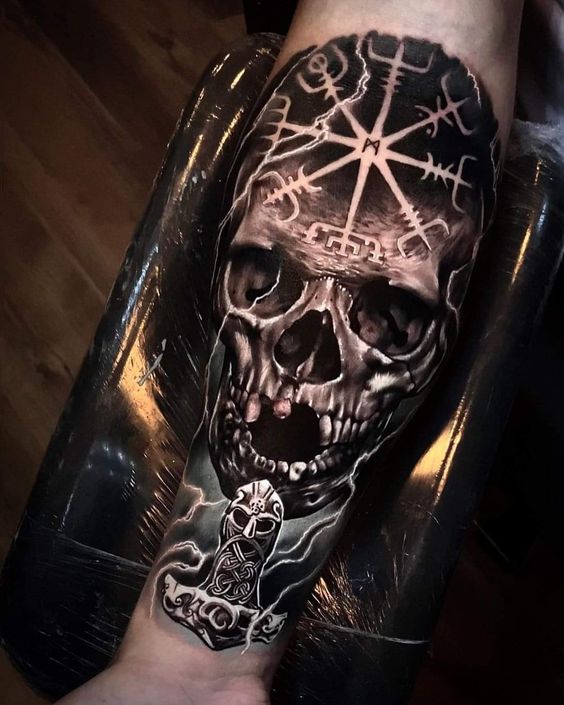 Viking Skull Tattoo 2 61 Awesome Skull Tattoo Designs for Men and Women in 2022