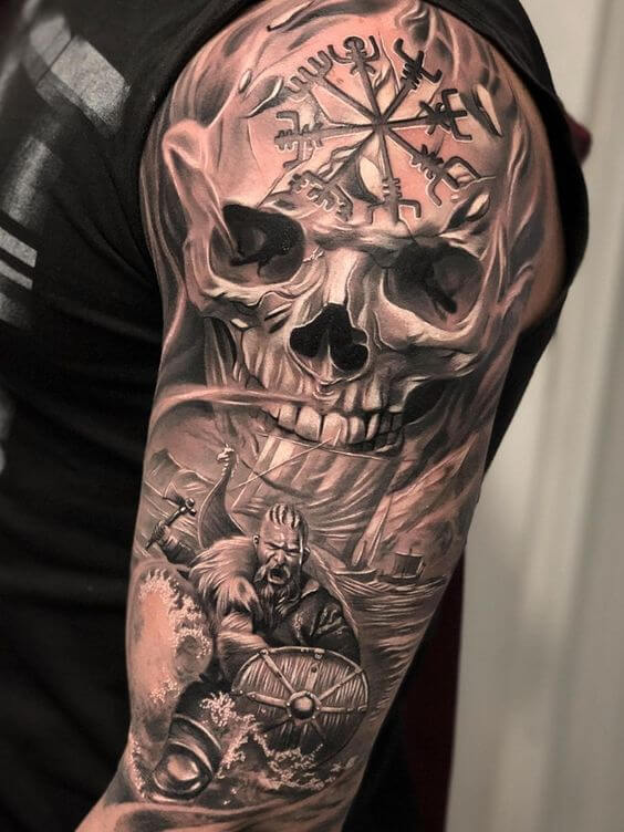 Viking Skull Tattoo 3 61 Awesome Skull Tattoo Designs for Men and Women in 2022