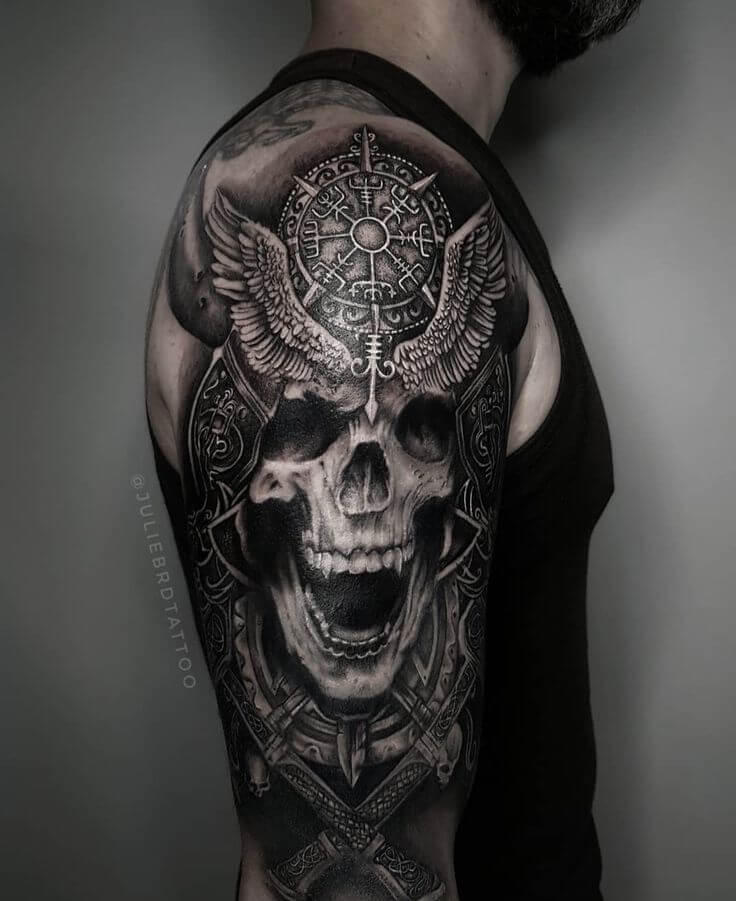 Viking Skull Tattoo 61 Awesome Skull Tattoo Designs for Men and Women in 2022