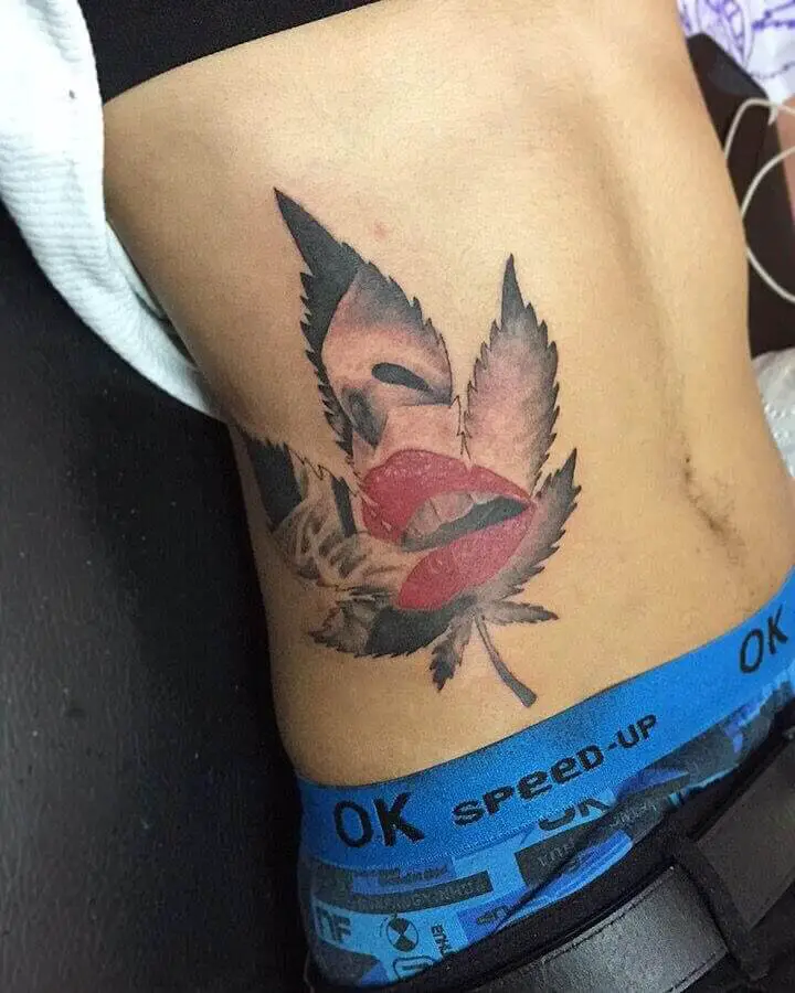 Weed Lips Tattoo 2 100+ Amazing Weed Tattoo Ideas That Will Get You High