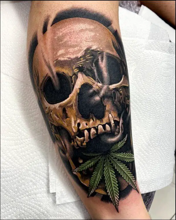 Weed Skull Tattoo 4 100+ Amazing Weed Tattoo Ideas That Will Get You High