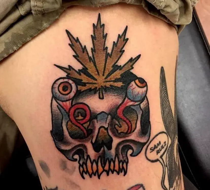 Weed Skull Tattoo 6 100+ Amazing Weed Tattoo Ideas That Will Get You High