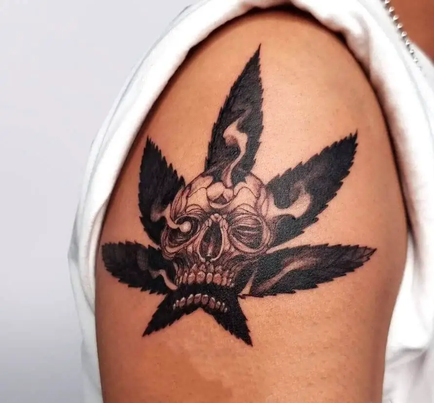 Weed Skull Tattoo 8 100+ Amazing Weed Tattoo Ideas That Will Get You High
