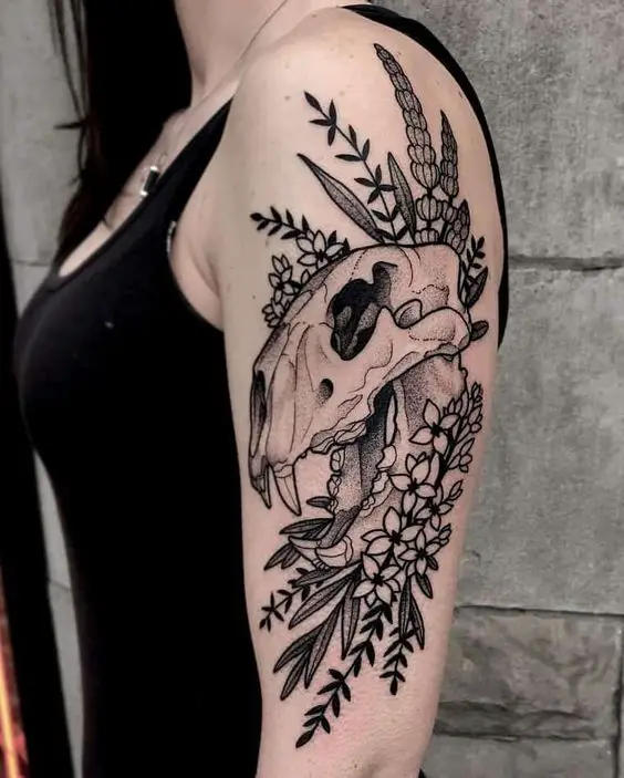 Wolf Skull Tattoo 61 Awesome Skull Tattoo Designs for Men and Women in 2022