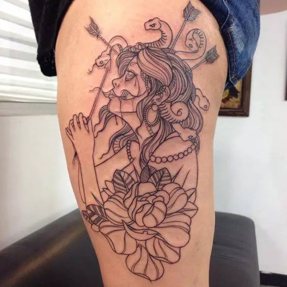 Black Outline Thigh Tattoos 26+ Best Thigh Tattoos for Women in 2023