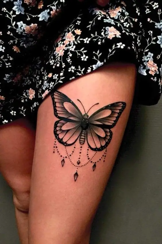 Butterfly Thigh Tattoos 3 26+ Best Thigh Tattoos for Women in 2023
