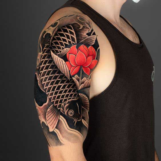Lotus And Koi Tattoo 2 30+ Best Lotus Flower Tattoo Design Ideas (Meaning And Inspiration)