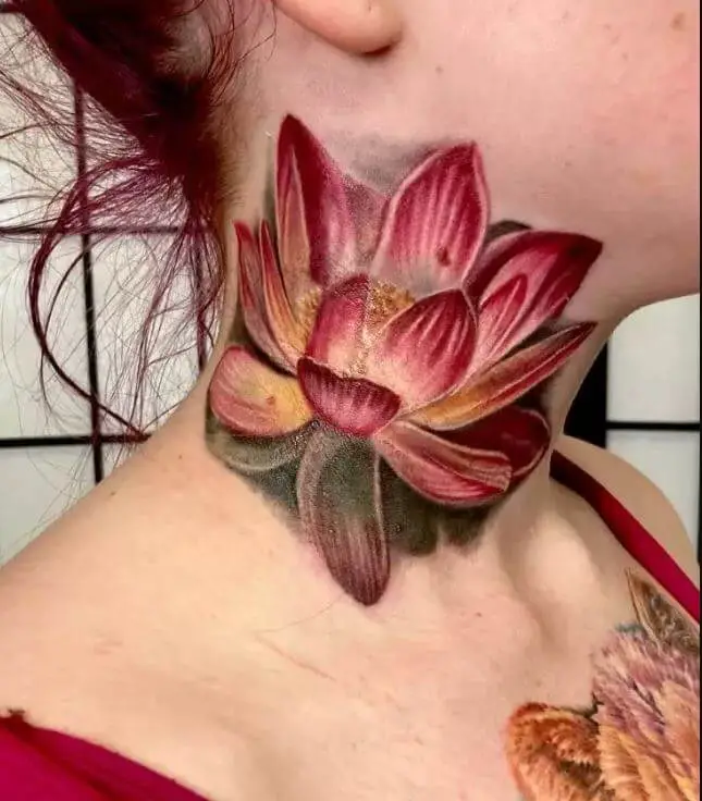 Lotus Flower Tattoo On The Neck 2 30+ Best Lotus Flower Tattoo Design Ideas (Meaning And Inspiration)
