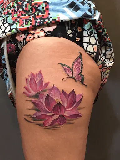 Lotus Flower Tattoo With Butterfly 2 30+ Best Lotus Flower Tattoo Design Ideas (Meaning And Inspiration)