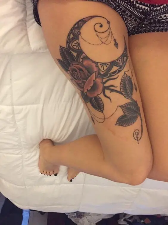 Moon Thigh Tattoos 2 26+ Best Thigh Tattoos for Women in 2023