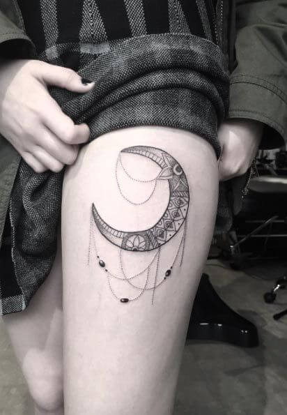 Moon Thigh Tattoos 26+ Best Thigh Tattoos for Women in 2023